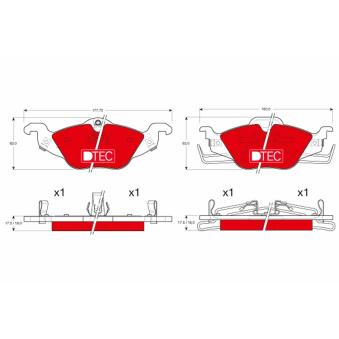 Jeu de 4 plaquettes de frein avant TRW OEM 9195607