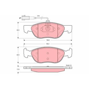 Jeu de 4 plaquettes de frein avant TRW OEM 9951067