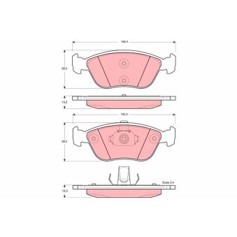 Jeu de 4 plaquettes de frein avant TRW GDB1406 pour CITROEN C4 Grand Picasso 2.4 AWD - 144cv