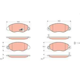 Jeu de 4 plaquettes de frein avant TRW OEM 4095132