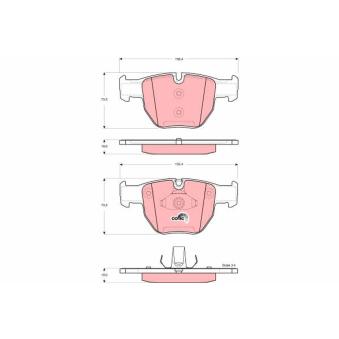 Jeu de 4 plaquettes de frein avant TRW GDB1526 pour BMW Série 5 540 i - 286cv