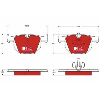 Jeu de 4 plaquettes de frein arrière TRW OEM 34216775678