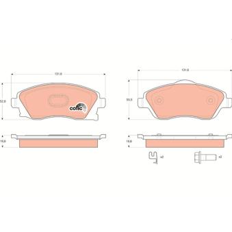 Jeu de 4 plaquettes de frein avant TRW [GDB1570]
