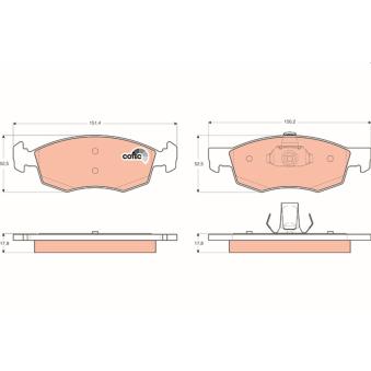 Jeu de 4 plaquettes de frein avant TRW [GDB1588]
