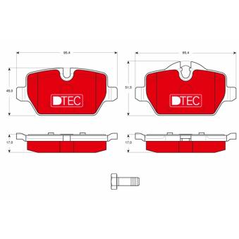 Jeu de 4 plaquettes de frein arrière TRW GDB1612DTE pour MINI MINI PACEMAN Cooper - 120cv
