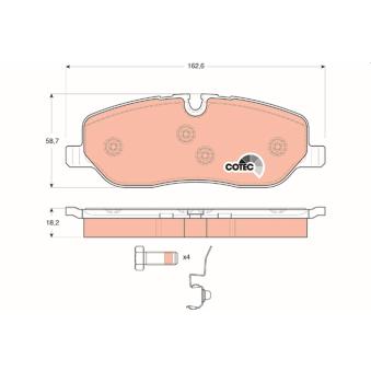 Jeu de 4 plaquettes de frein avant TRW OEM 4H222D007DA
