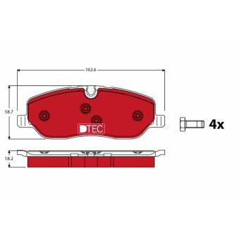 Jeu de 4 plaquettes de frein avant TRW OEM 4H222D007DA