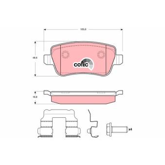 Jeu de 4 plaquettes de frein arrière TRW OEM 77364168 Jeu de 4 plaquettes de frein arrière TRW OEM 77364168