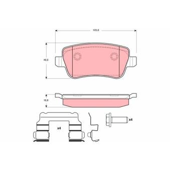 Jeu de 4 plaquettes de frein arrière TRW [GDB1638]