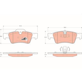 Jeu de 4 plaquettes de frein arrière TRW [GDB1643]