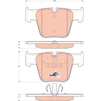 Jeu de 4 plaquettes de frein avant TRW OEM 0044207520 Jeu de 4 plaquettes de frein avant TRW OEM 0044207520