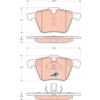 Jeu de 4 plaquettes de frein avant TRW OEM 1423389