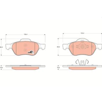 Jeu de 4 plaquettes de frein avant TRW [GDB1687]