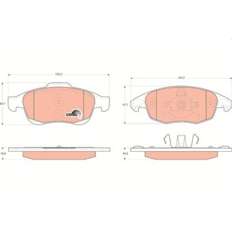 Jeu de 4 plaquettes de frein avant TRW GDB1690 pour DAEWOO MATIZ 1.2 THP - 110cv