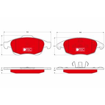 Jeu de 4 plaquettes de frein avant TRW GDB1690DTE pour DAEWOO MATIZ 1.2 THP - 110cv