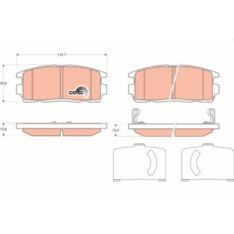 Jeu de 4 plaquettes de frein arrière TRW OEM 96626076