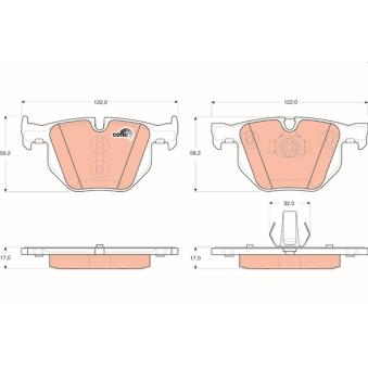 Jeu de 4 plaquettes de frein arrière TRW [GDB1730]