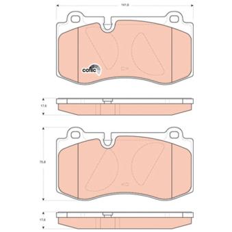 Jeu de 4 plaquettes de frein avant TRW [GDB1733]