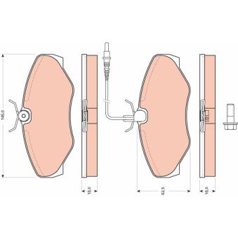 Jeu de 4 plaquettes de frein avant TRW OEM 6025370851 Jeu de 4 plaquettes de frein avant TRW OEM 6025370851