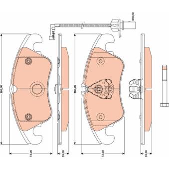 Jeu de 4 plaquettes de frein avant TRW OEM 8K0698151K