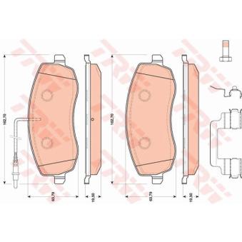 Jeu de 4 plaquettes de frein avant TRW GDB1820 pour PEUGEOT 807 2.2 HDI - 170cv