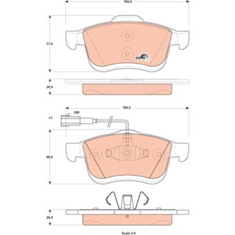 Jeu de 4 plaquettes de frein avant TRW [GDB1865]