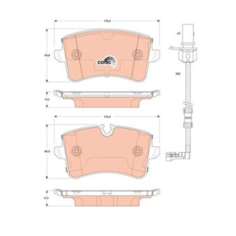 Jeu de 4 plaquettes de frein arrière TRW OEM 4H0698451K