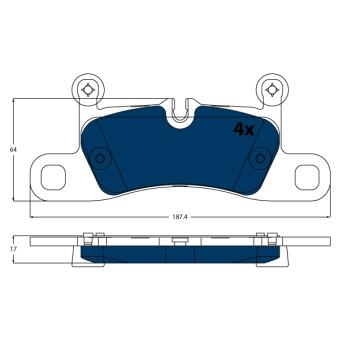 Jeu de 4 plaquettes de frein arrière TRW OEM 7P6698451