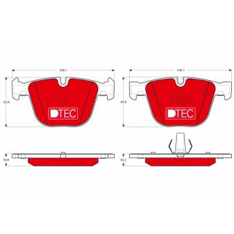 Jeu de 4 plaquettes de frein arrière TRW OEM 6783555