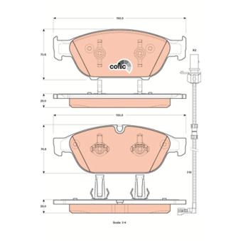 Jeu de 4 plaquettes de frein avant TRW OEM 4G0698151B