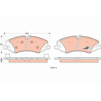 Jeu de 4 plaquettes de frein avant TRW [GDB1898]