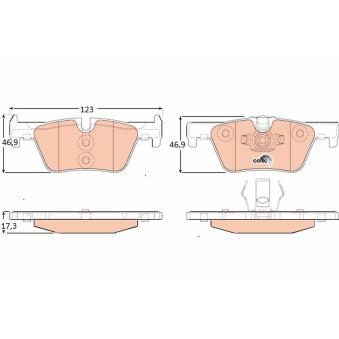 Jeu de 4 plaquettes de frein arrière TRW OEM 34216850569