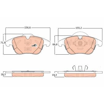 Jeu de 4 plaquettes de frein avant TRW GDB1925 pour LEXUS LS 1.6 Ti - 110cv