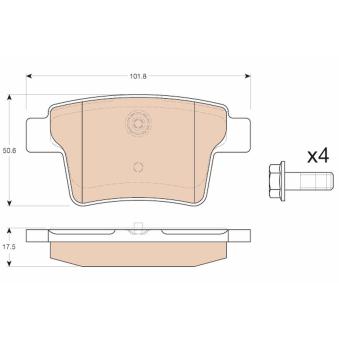 Jeu de 4 plaquettes de frein arrière TRW OEM ME4S7J2M008AB
