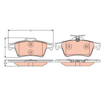Jeu de 4 plaquettes de frein arrière TRW GDB2086 pour SAAB 95 2.0 CD - 110cv