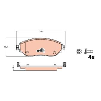 Jeu de 4 plaquettes de frein avant TRW GDB2096 pour FORD TRANSIT 2,0 dCi 110 - 110cv