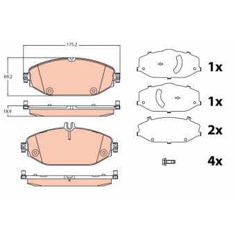 Jeu de 4 plaquettes de frein avant TRW OEM 0084202820