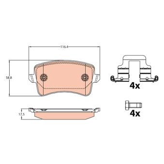 Jeu de 4 plaquettes de frein arrière TRW [GDB2107]