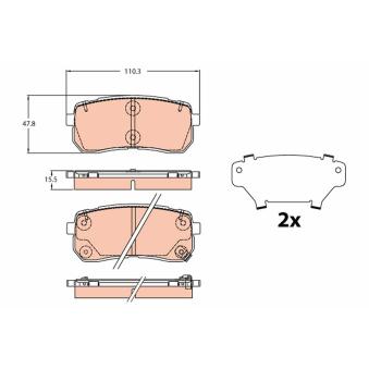 Jeu de 4 plaquettes de frein arrière TRW OEM 58302C5A00