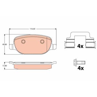 Jeu de 4 plaquettes de frein arrière TRW OEM 77363818
