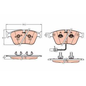 Jeu de 4 plaquettes de frein avant TRW [GDB2177]