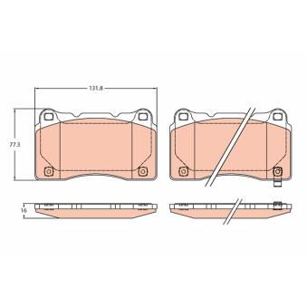 Jeu de 4 plaquettes de frein avant TRW OEM 45022TGHA01
