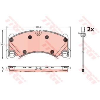 Jeu de 4 plaquettes de frein avant TRW OEM 95B698151C