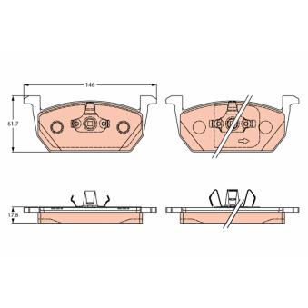 Jeu de 4 plaquettes de frein avant TRW GDB2266 pour ALFA ROMEO 159 1.0 TSI - 110cv