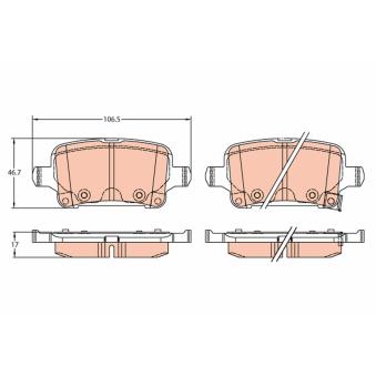 Jeu de 4 plaquettes de frein arrière TRW GDB2317 pour LADA 110 1.6 CDTi - 110cv