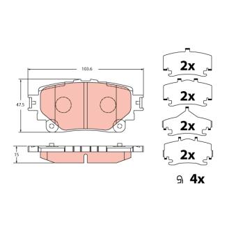 Jeu de 4 plaquettes de frein arrière TRW OEM 0446533490