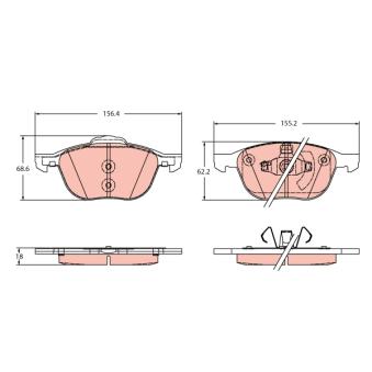 Jeu de 4 plaquettes de frein avant TRW OEM GN152K021AC