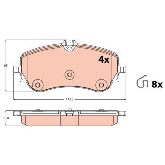 Jeu de 4 plaquettes de frein arrière TRW OEM 2H6698451