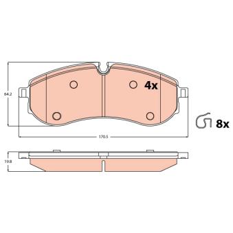 Jeu de 4 plaquettes de frein arrière TRW OEM 2N0698451