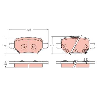 Jeu de 4 plaquettes de frein arrière TRW OEM 42539412